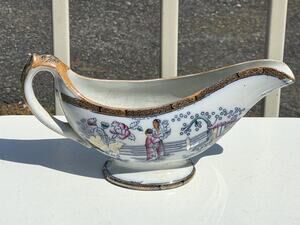 Antique Ashworth Brothers Chinese Pattern Gravy / Sauce Boat 16210 1861-1890